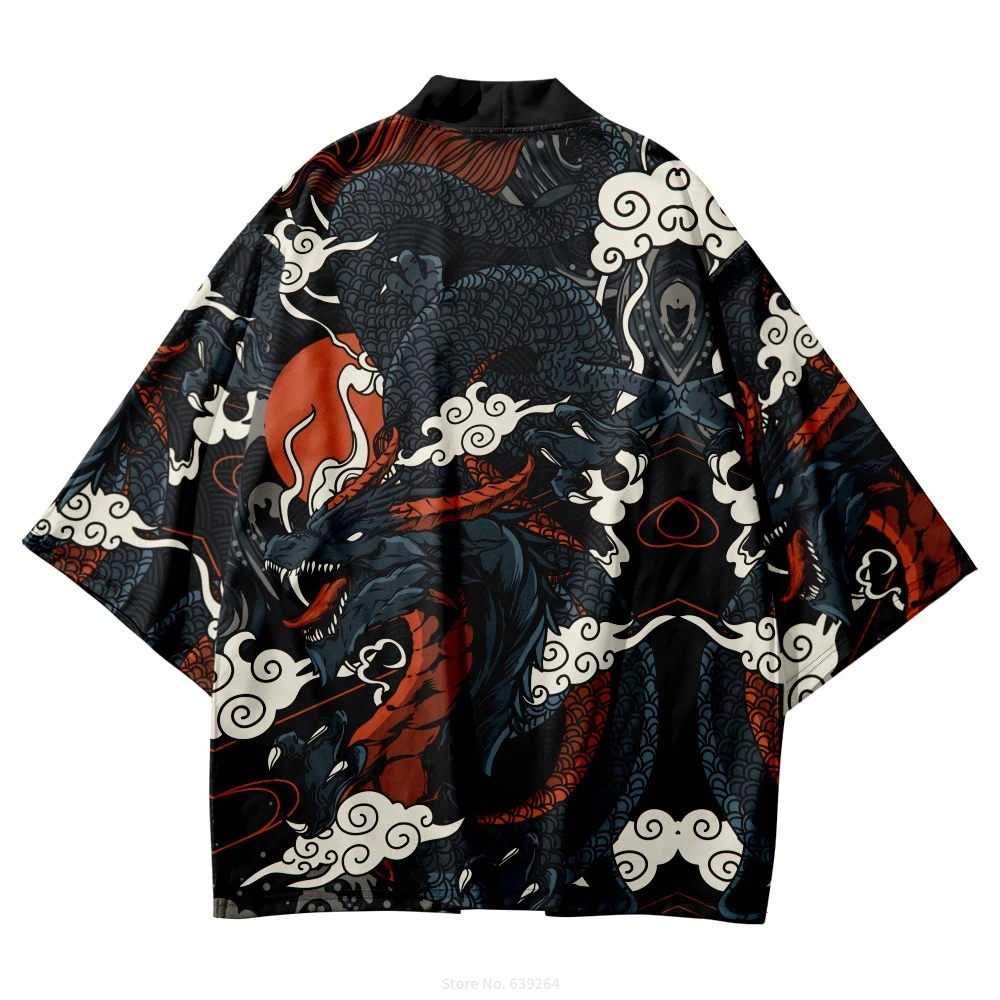 

Plus Size 5XL 6XL Yukata Summer Loose Japanese Fashion Dragon Print Kimono Streetwear Cardigan Robe Women Men Haori Top