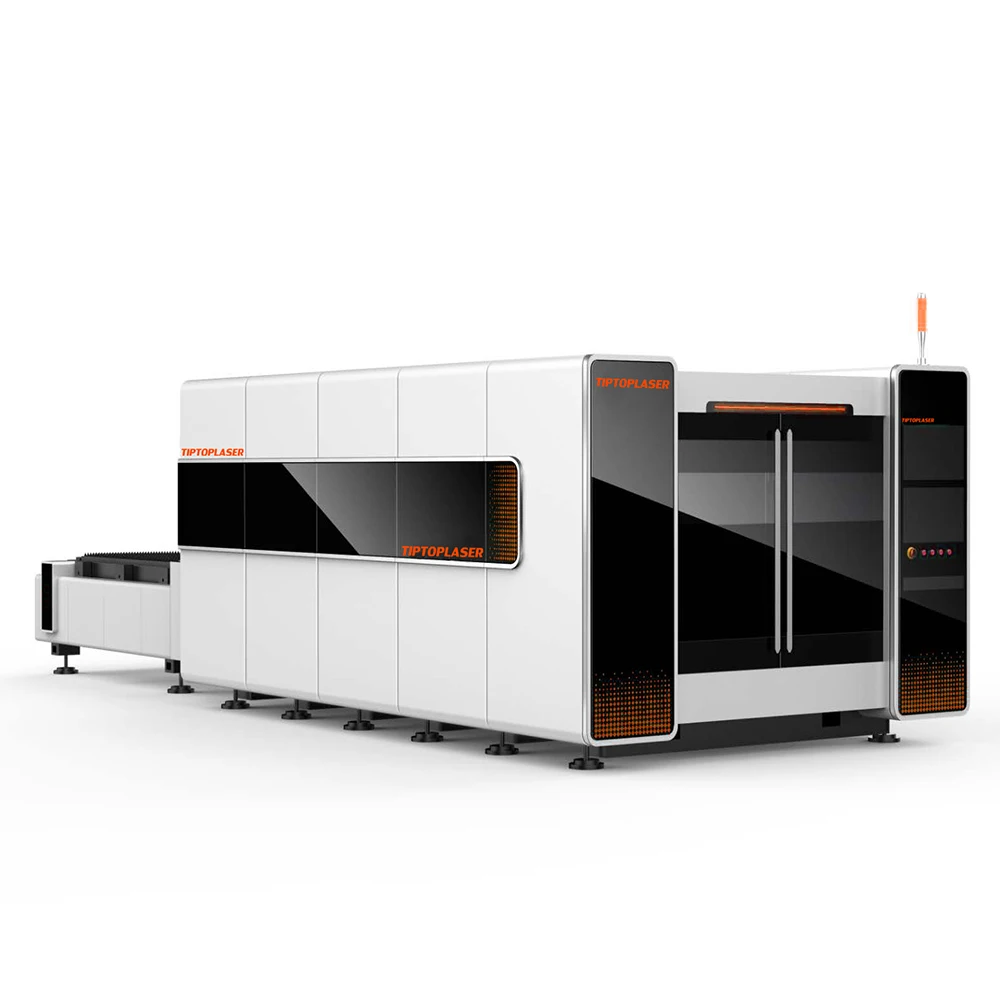 

big power 6000w Raycus fiber laser cutting machine with cover and exchange table cut thick plate