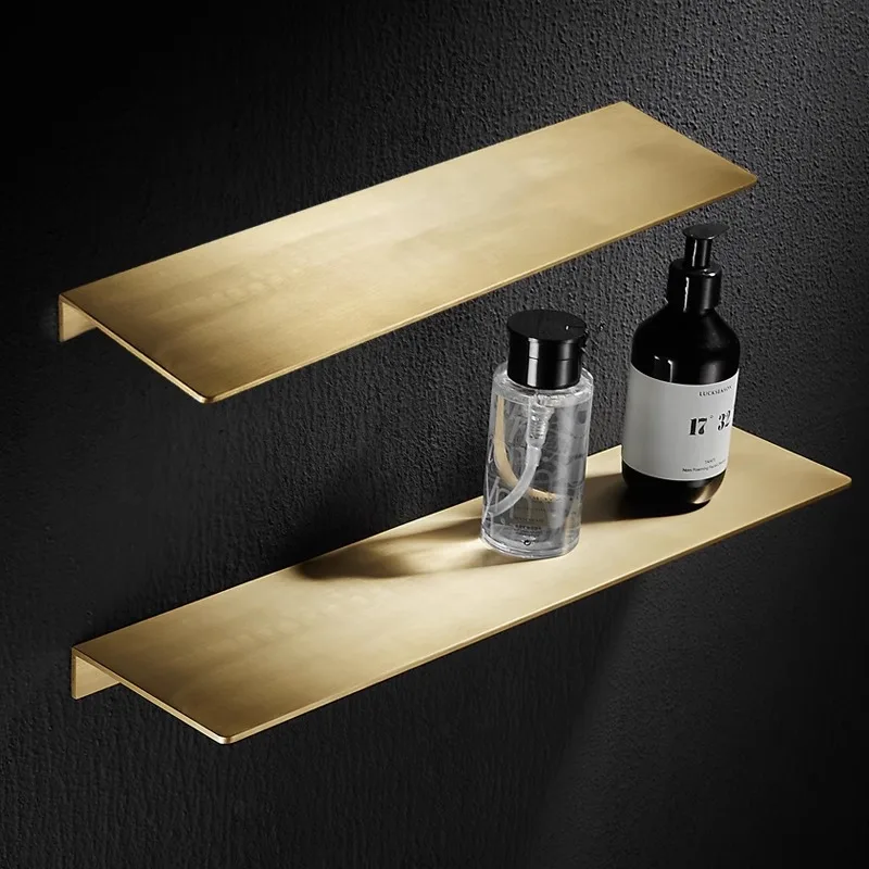 Bathroom Storage Rack Aluminium Alloy 30/40/50cm Brushed Gold Shower Rack Wall Mounted Black Makeup Storage