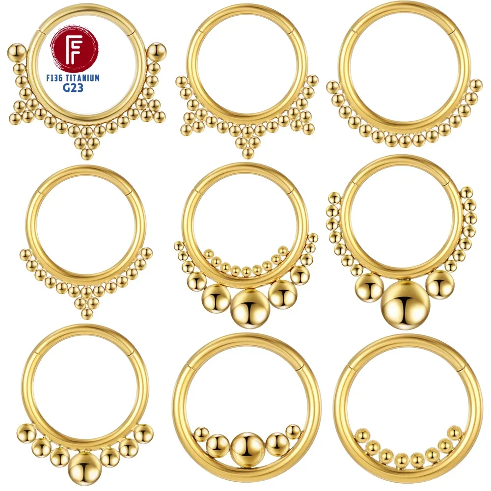 F136 티타늄 피어싱 Septum 연골 Tragus 비즈 꽃 코 링 리모콘 여성 귀..