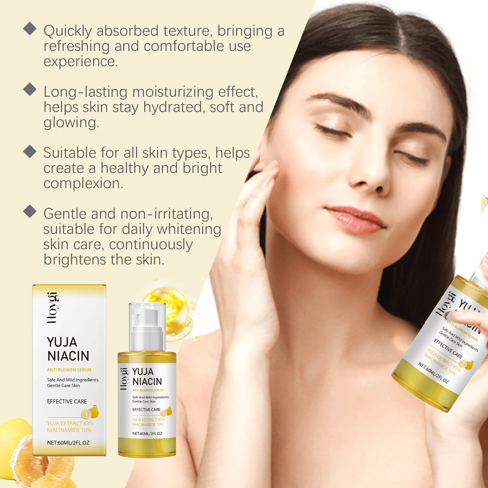 HOYGI Niacinamide Facial Serum Hydrating and Moisturizing Facial Skin Care Serum Shrinking Pores Maintaining Skin Elasticity 6