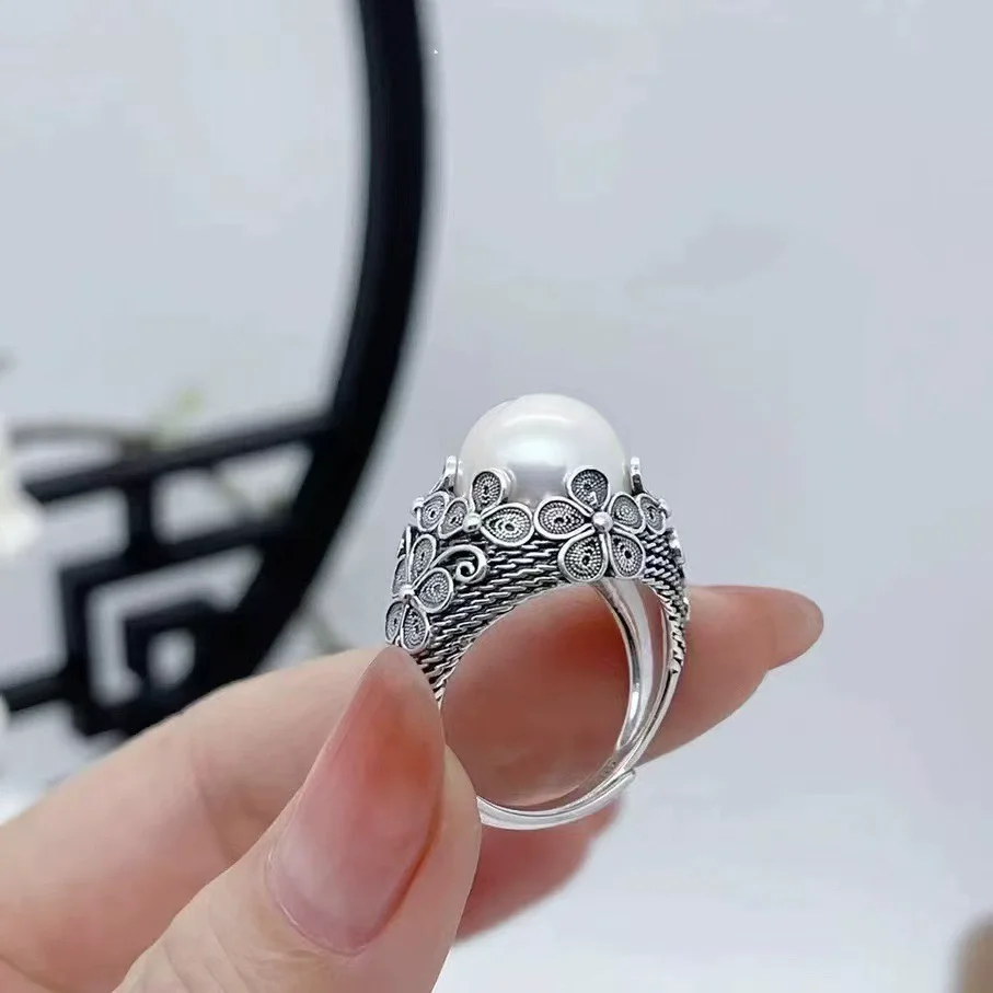 XIYANIKE Vintage Pearl Flower Adjustable Rings For Women Fashion New Jewelry Accessories Gift Party Wholesale anillos 4