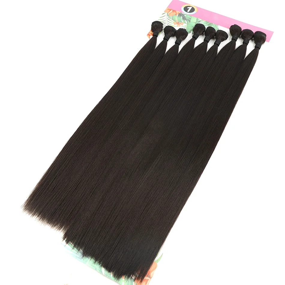 Synthetic Bone Straight Hair Bundles Fake Fibers Hair Extensions