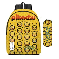2 pz/set Anime Pikachu Pokemon Stampa Zaino Scuola Pikachu Ragazzi Ragazze Moda Laptop Zaino di Grande Capacità per I Regali 17