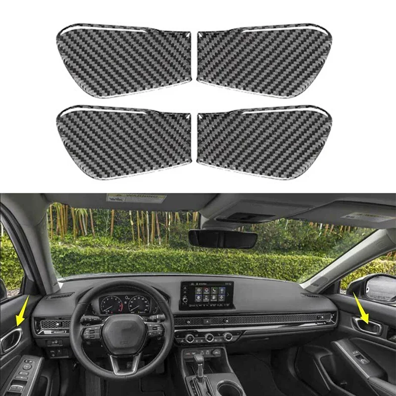 4 Pz/Set Car Inner Door Bowl Cover Trim Real Carbon Fiber Decoration Sticker Accessori Interni Auto Per Honda Civic 11Th 2022