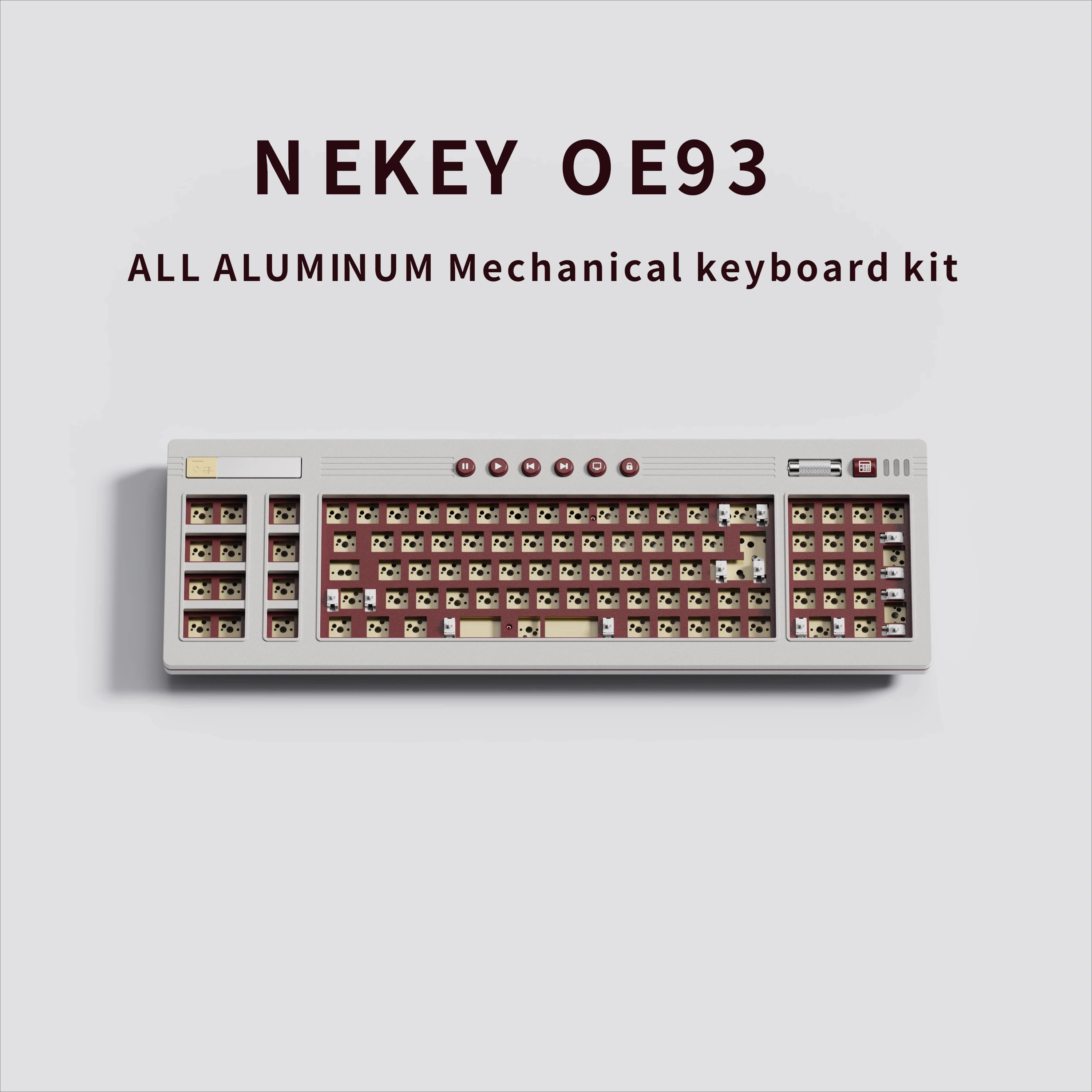 NEKEY OE93 레트로 기계식 키보드 모든 알루미늄 3 모드 무선 핫스왑 키트 멀티미디어 호환 유럽 및 미국 레이아웃