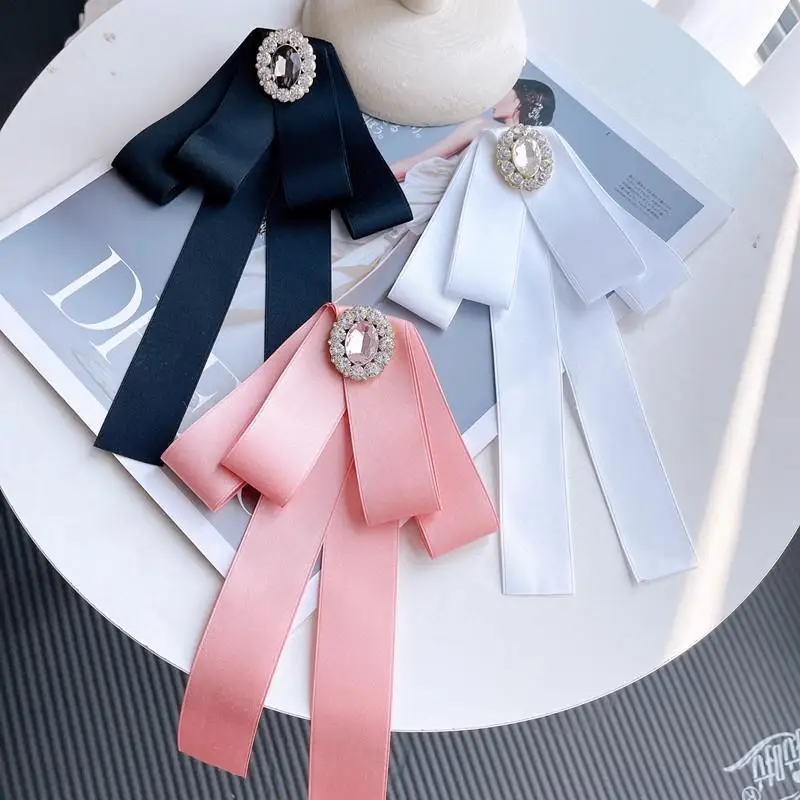 

New Long Ribbon Women's Bow Tie Korean Academy Style Shirt Short Skirt Collar Professional Hotel Bank Collar Flower Accessories