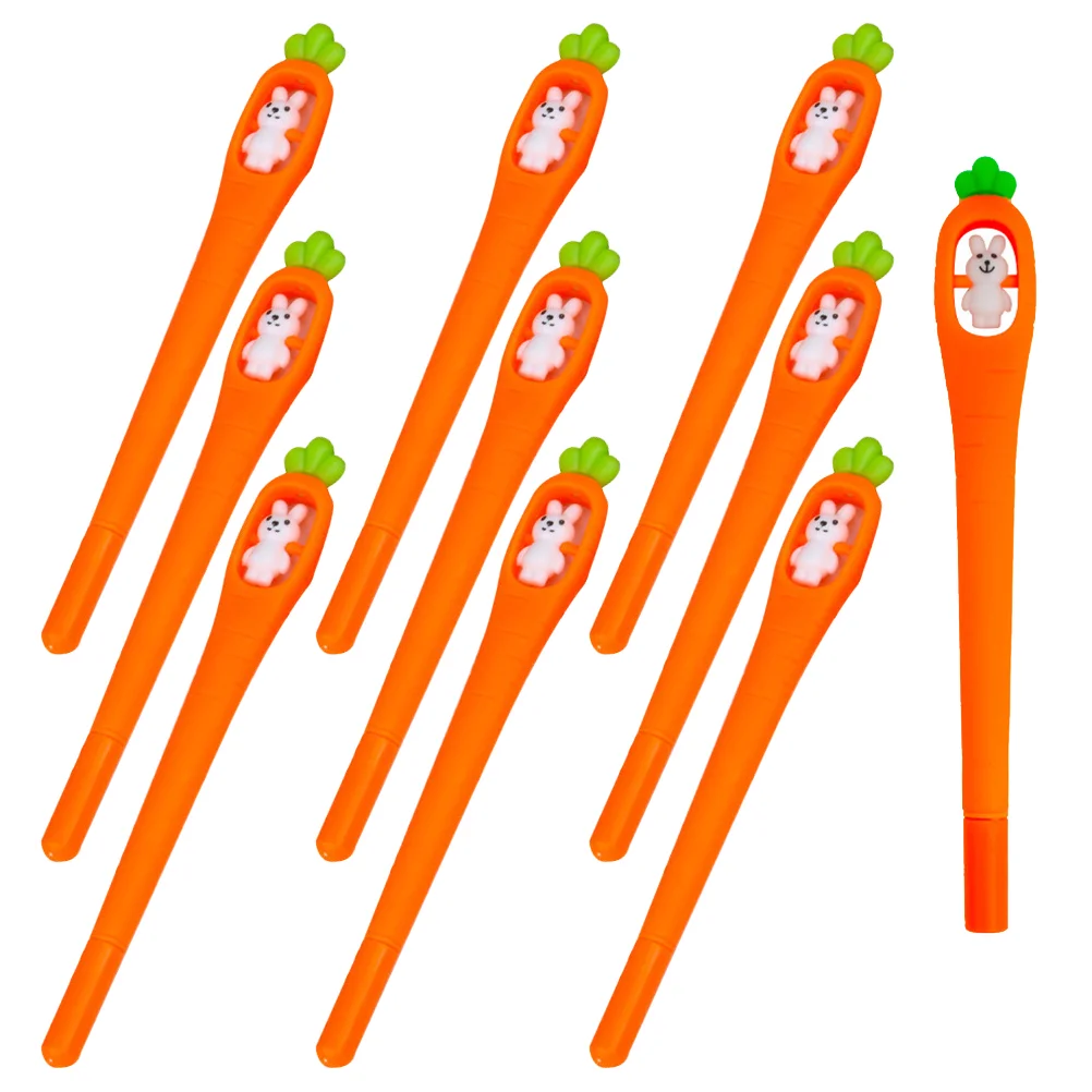 

10 Pcs Carrot Pen Children Prize Gifts Sign Pens Students Mini Hamper Lovely Kids Writing Gel Accessories Signature Stationery