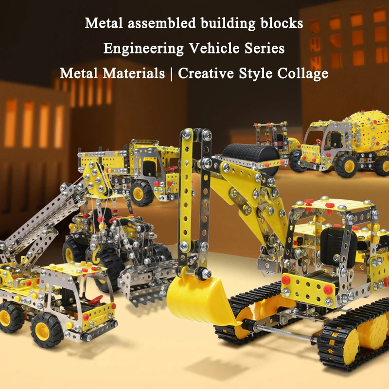 3D Metal Building Block Assembly Model Excavator Tipper Truck