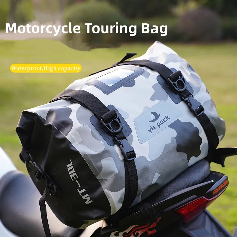 Waterproof Motorcycle Tail Bag Yellow Moto Travel Backpack Luggage