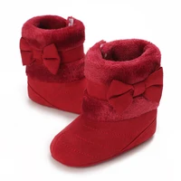 Winter Rubber Sole Baby Girls Boots Cute Bow Warm Plush Pom Snow Shoes Warm Baby Walking Shoes for Toddler Infant First Walkers 5