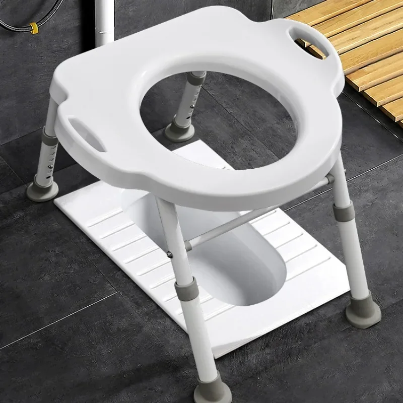Elderly Disabled Toilet Toilet Chair, Adjustable Height Pregnant Woman Commode Toilet, Home Squat Toilet Seats Disability Help 4