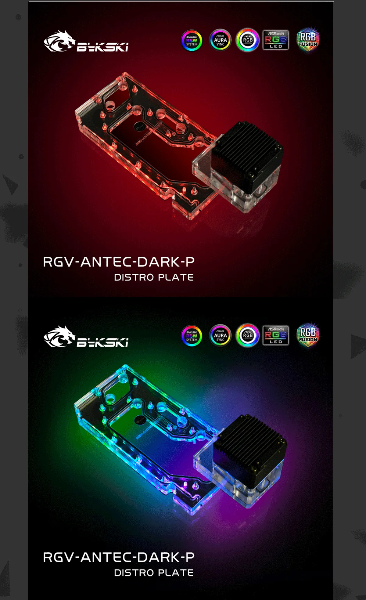 Bykski Distro Plate For Antec Dark Cube Case , Waterway Boards For Intel CPU Water Block & Single GPU Building  RGV-ANTEC-DARK-P  