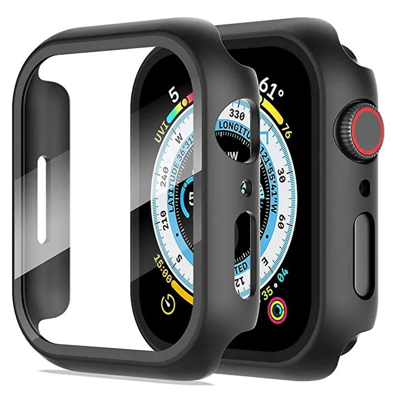 Vetro + Cover Per Apple Watch Case 45Mm 41Mm 44Mm 40Mm 42Mm 38Mm Iwatch 7 6 5 Se Proteggi Schermo Apple Watch Series 8 Accessori