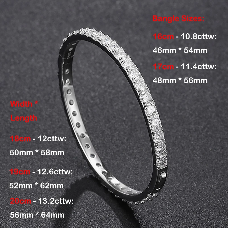 EWYA Real GRA Certified D Color 4mm 0.3CT Full Moissanite Bangle Bracelet for Woman Party S925 Sterling Silver Diamond Bracelets - Image 3