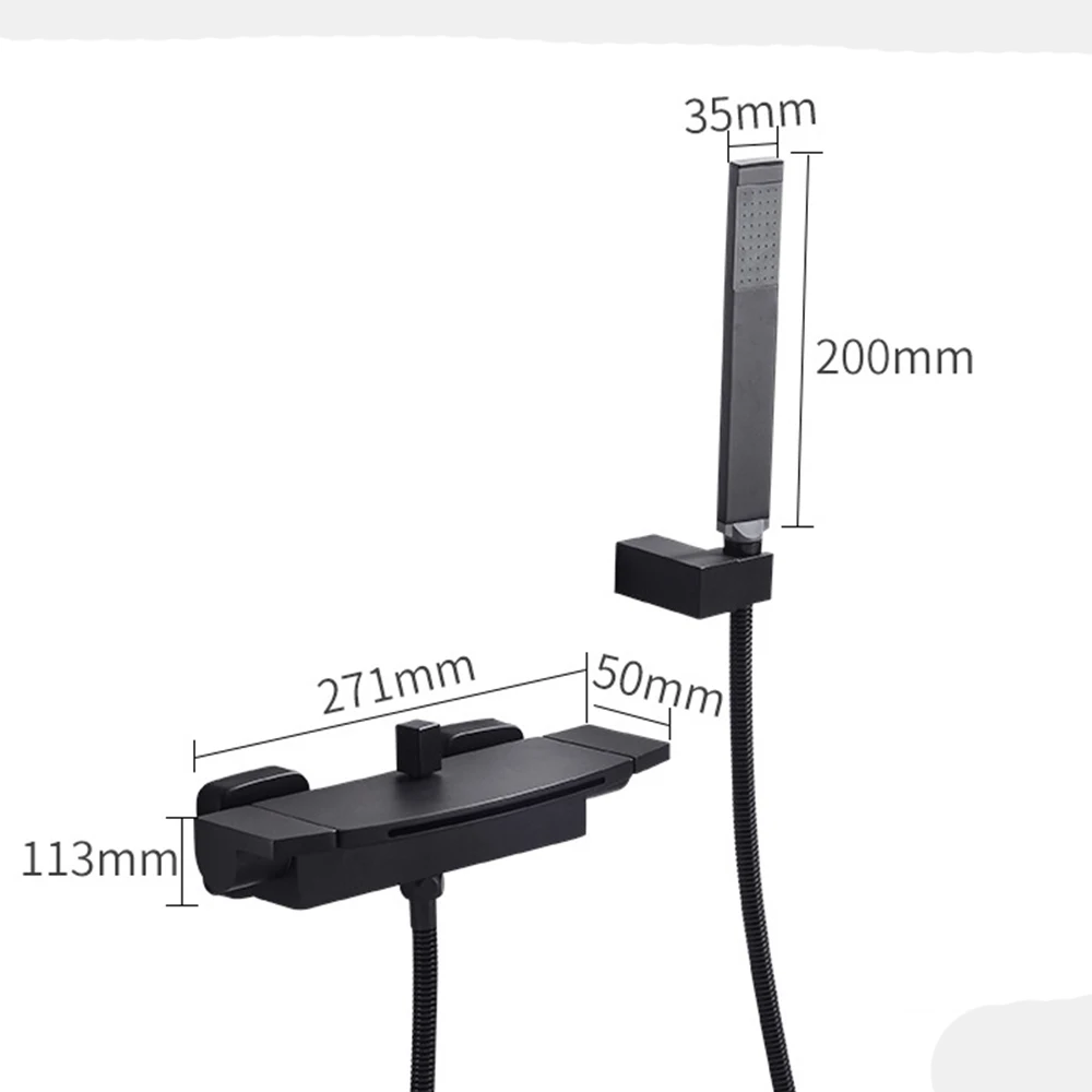 Universal Waterfall Thermostat Bathroom Shower Faucet Set with Handheld Showerhead Wall Mounted Brass Bathtub Hot&Cold Mixer Tap 5