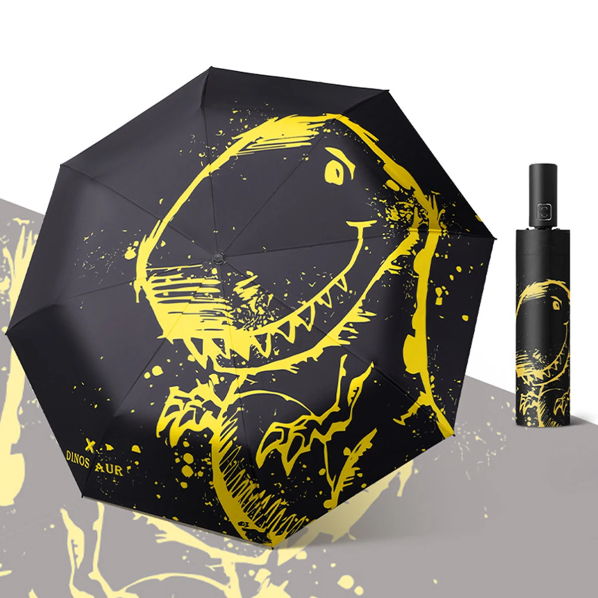 Dinosaur Umbrella Three fold Thick Black Glue Fully Automatic Sun Protection Umbrella For Rain And Sun Protection