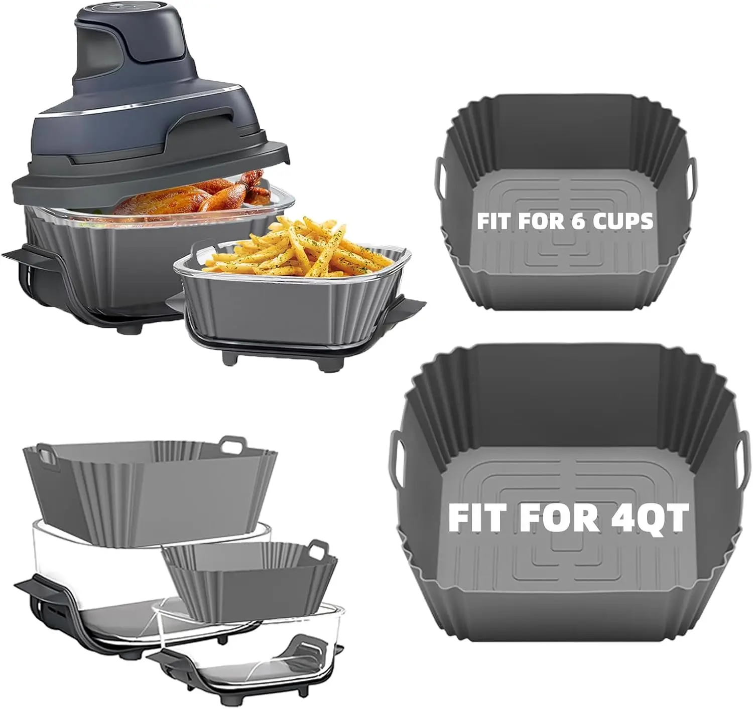 2-Pack Silicone Air Fryer Liners - Non-Stick Reusable Cooking Mats