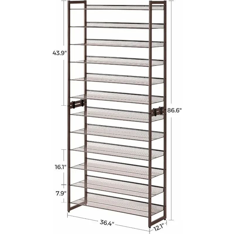 SONGMICS 12-Tier Tall Metal Shoe Storage Organizer