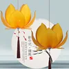 New Chinese Style Cloth Lotus Chandelier Classical Lotus Lamp Buddha Light Zen Buddhist Hall Temple Living Room Dining Room Lamp 4