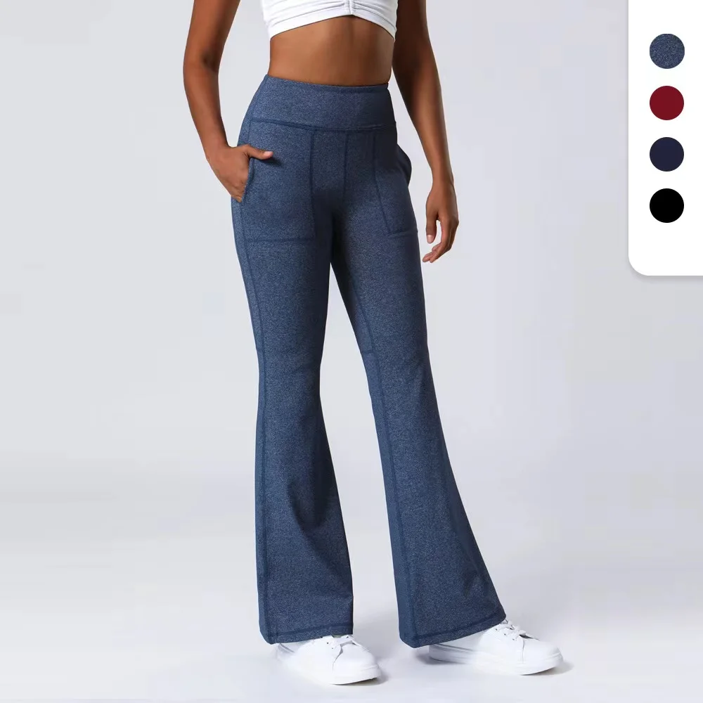 

TaoBo New High Waist Bell-bottomed Pants Women Yoga Pants with Pockets Hip Lift Stretch Lounge Fitness Pants