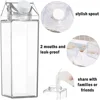 2pcs Milk Carton Water Bottle Transparent Plastic Square Milk Orange Juice Tea Container Box Sport Cup for Sports Travel Camping 2