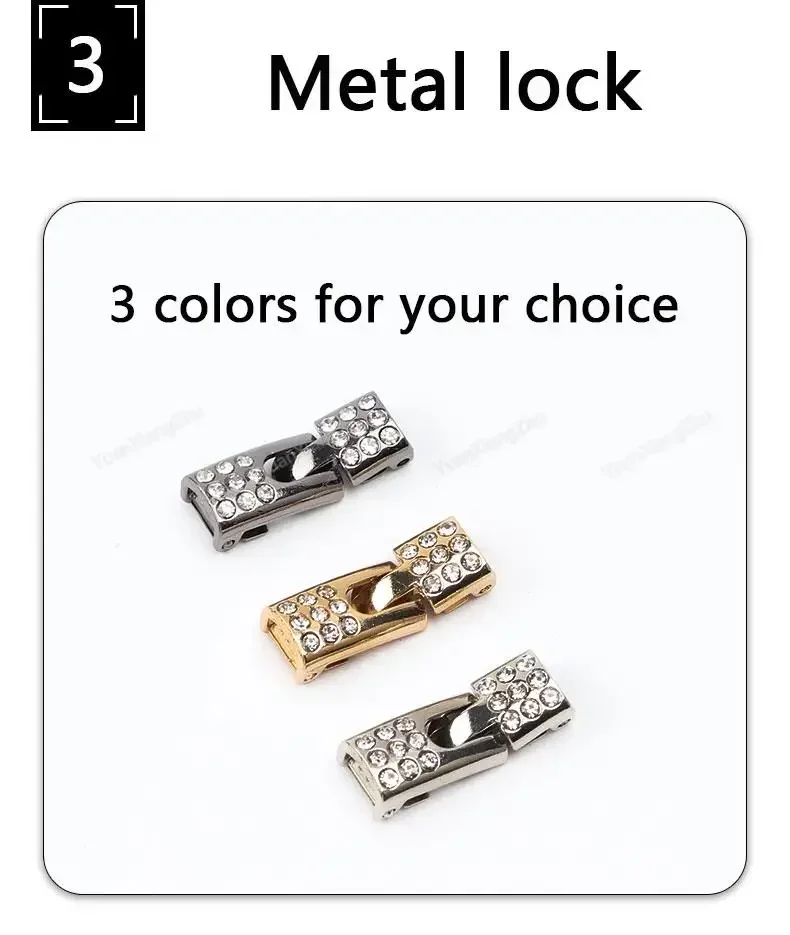 1 Pair Rhinestone Buckle Elastic No Tie Shoelaces Candy Colors Shoe Laces Suitable for Sneakers and Sports Shoes Flat Shoelace