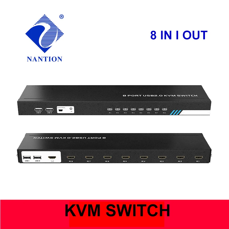 KVM 스위처 8 포트 HDMI 호환 8 IN 1 아웃 USB 모니터 공유용 USB 키보드 마우스 적응형 EDID/HDCP MT-801HK-C