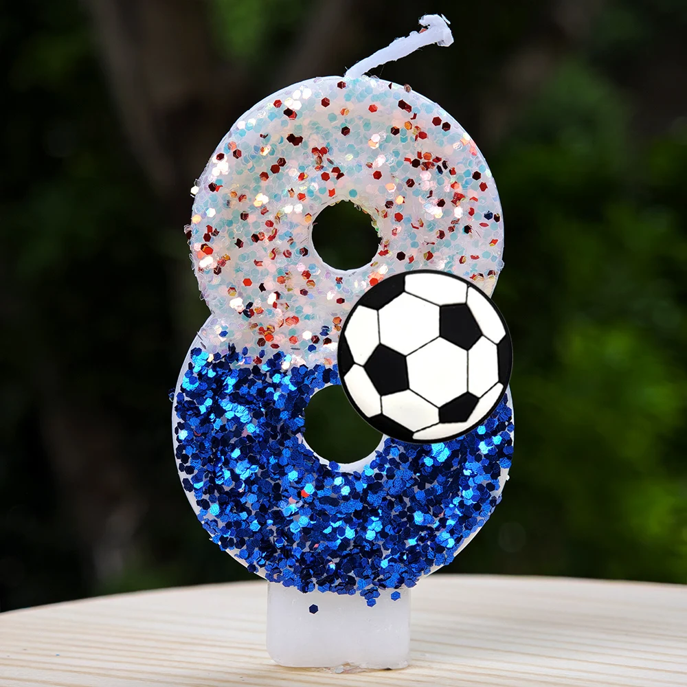 3D Fußball-Kerze Fußballball-Kerze Kuchendekoration für Sportthemen-Partys Kinder Jungen Geburtstagsfeier-Zubehör – Detail 9
