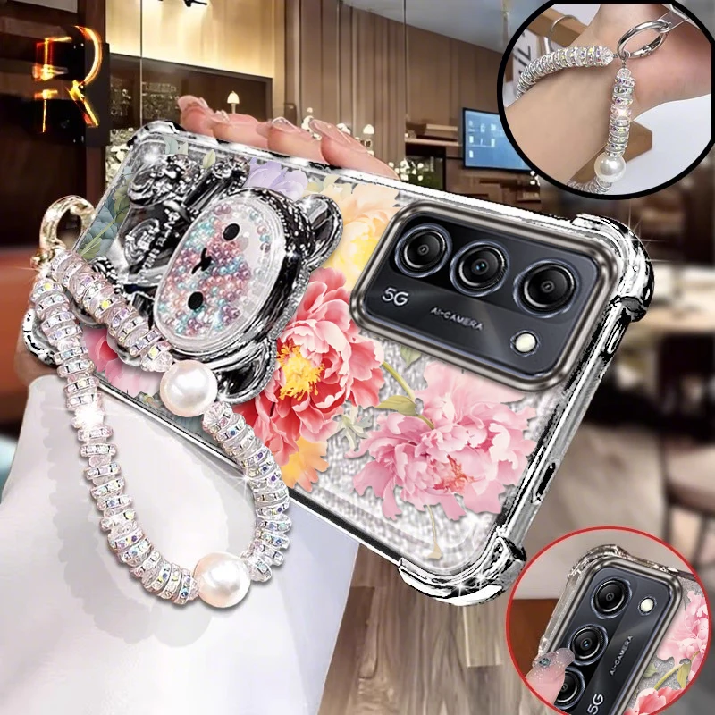 Elegant Red Floral Bracelet Holder Phone Case Cover