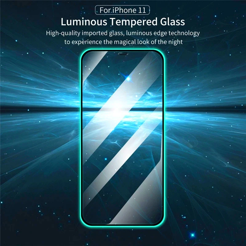 1-3Pcs Luminous Screen Protectors for IPhone 12 11 Pro Max 12 Mini XR X XS Glowing Tempered Glass for IPhone 13 Pro MAX 7 8 Plus