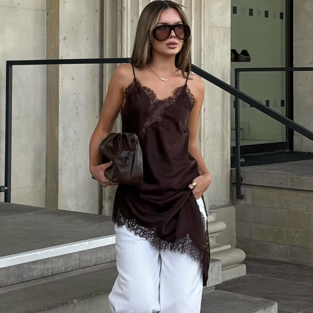 Robe dentelle femme spaghetti sans manches sexy été fête – Image 3