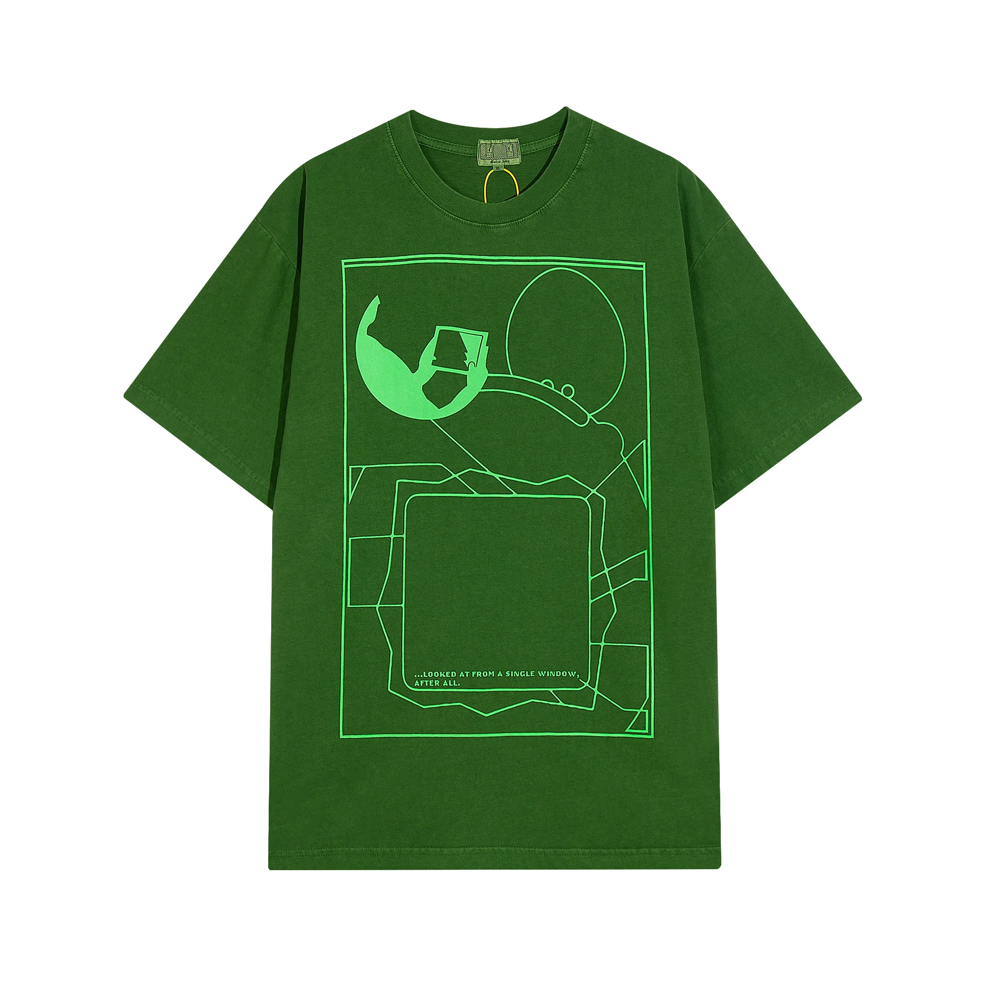 

Men Women 1:1 Top Quality Abstract Geometry CAVEMPT C.E T-shirt Tee Washed Batik Green Cav Empt T Shirt