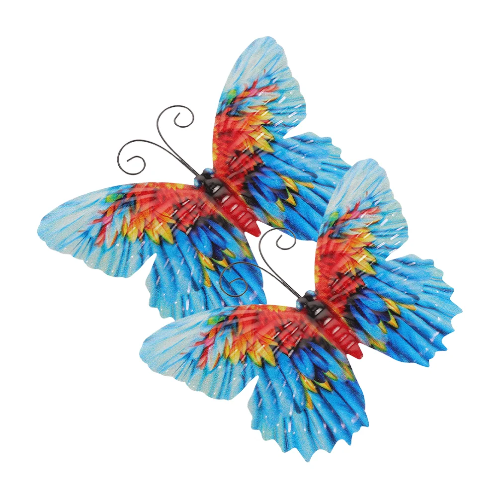 

2 Pcs Wrought Iron Butterfly Pendant Animal Butterflies Ornament Wall Decoration