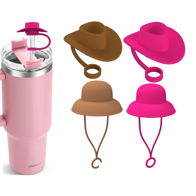

1/2/3pcs Silicone Cowboy Hat for Cups Straw Covers Cap Cute Funny Tumbler Straw Topper Accessories for Man & Woman Students Gift
