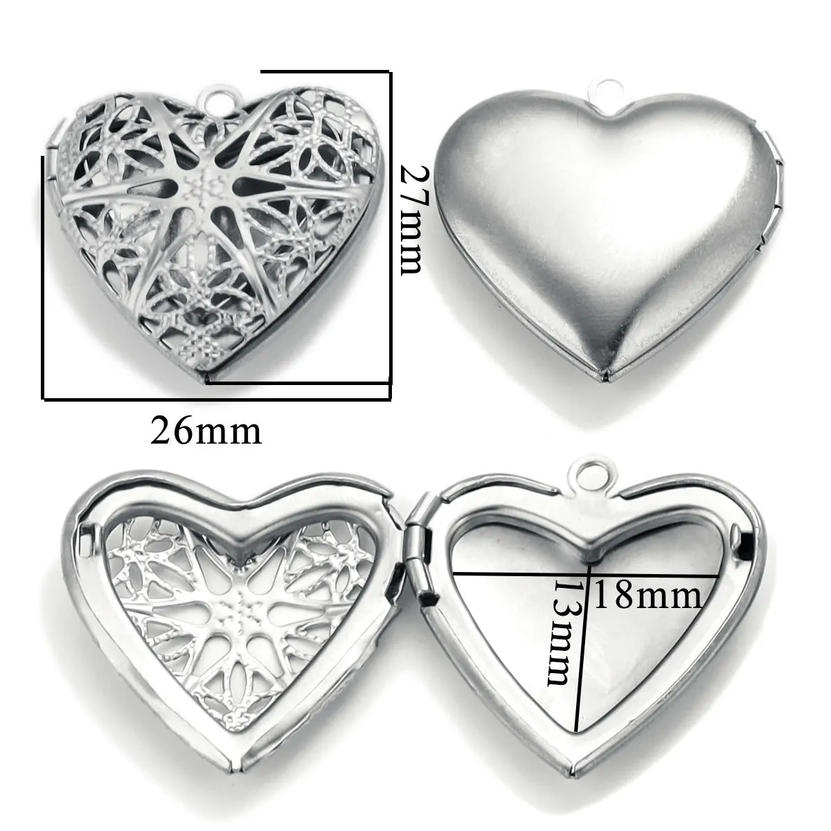 Stainless Steel Love Box Pendant Retro Relief Pattern Pendant DIY Creative Necklace Jewelry Accessory 12
