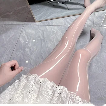 Authentic Horse Oil Shiny Sexy Smooth High Density Large Size Pantyhose Anti-Catch Oil Luminous Home Long Tube Socks