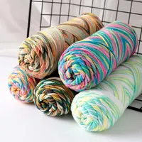 2 PCs Colorful 5-strand Dyed Milk Cotton Baby Sweater Yarn Self Woven Scarf Medium Thick Handmade DIY Woven Crochet Material Bag 2