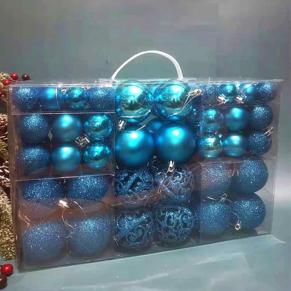 thumbnail image 1 of Juego de 100 bolas navideñas de plástico de moda, 8 cm, 18 colores, bolas de adorno navideñas suspendibles para fiestas, 1 of 5