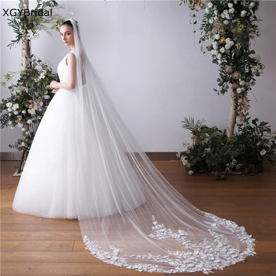 

Wholesale White Ivory Cathedral Wedding veil 2023 velo welon Bridal veils Wedding accessories vestidos de novia Voile mariée