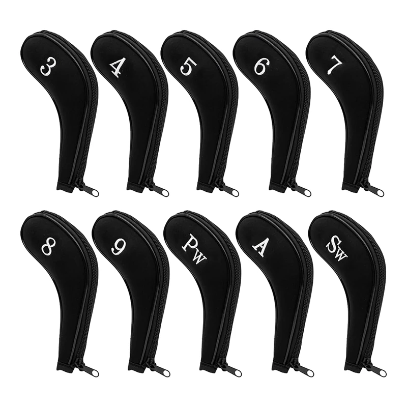 

10PCS Zipper Golf Club Iron Head Covers With Number Golf Club Head Covers For Iron Set For Golf Iron Headcovers Easy To Use