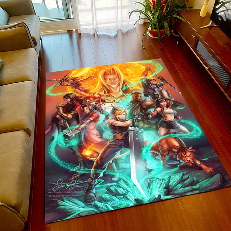 thumbnail image 1 of Final Fantasy Printed Carpet for Living Room Rugs Camping stranger things Picnic Mats Anti-Slip Yoga Mat Fans gift E-sports Rug, 1 of 5
