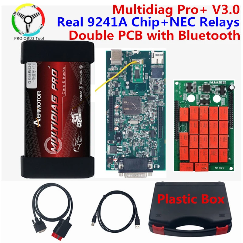 Multidiag Pro+ Scanner Diagnostico Auto E Camion | Interfaccia OBD2 Bluetooth Con 8 Cavi E Chiave NEC 2020/2023 | Supporta 47 Marche Auto E 37 Camion | Aggiornato - 3