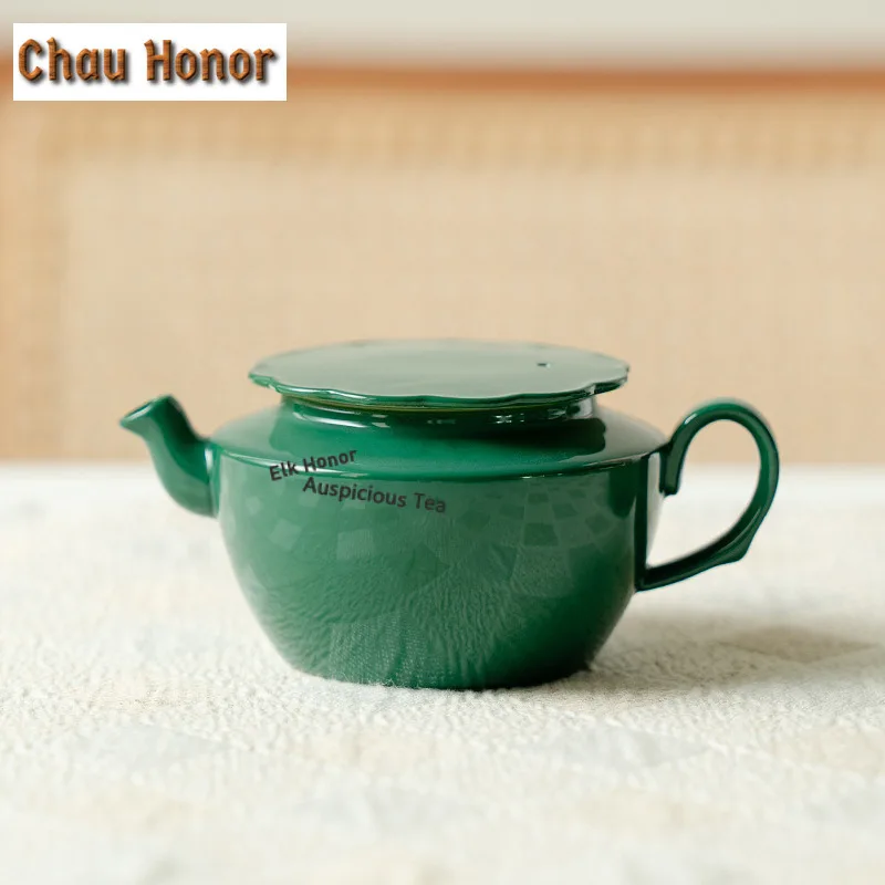 120ml Emerald Green Ceramic Teapot Retro Tea Infuser Pot Tea Maker Kettle With Ball Hole Green Tea Chinese Tea Set Decoration