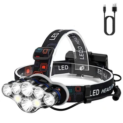 UltraFire K07 High Power 7 LED Headlamp Usb Rechargeable 18650 Headlight Outdoor Camping Fishing Emergency Searching Lantern