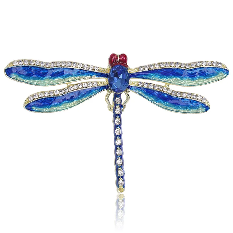 

Fashion Rhinestone Vintage Dragonfly Large Insect Brooches For Women Clothing Suit Coat Pins Wedding Party Jewelry Accessories