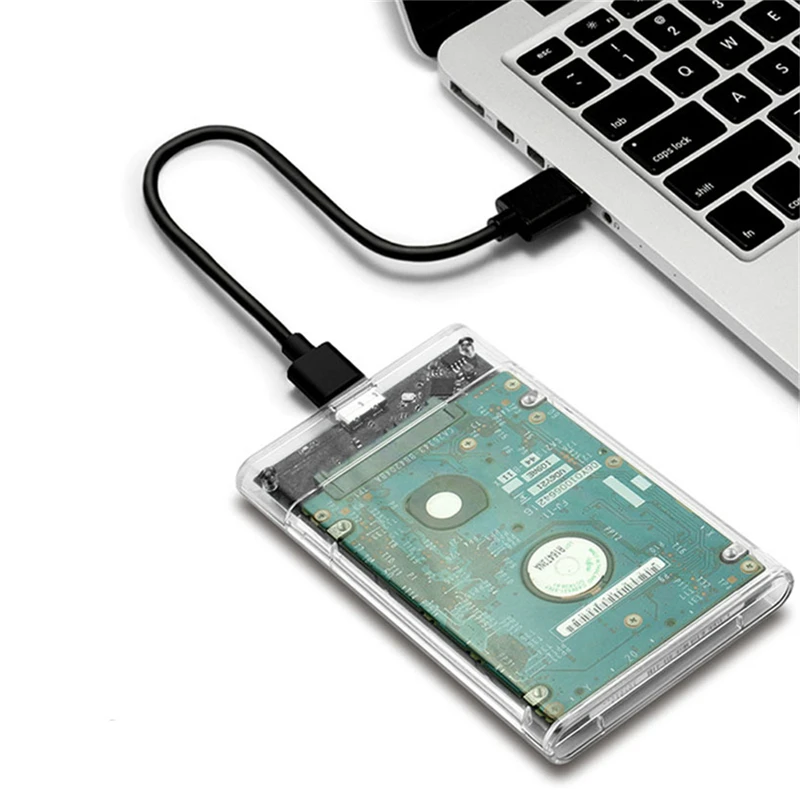 USB 3.0/타입 C - SATA III 하드 디스크 케이스(2.5인치 HDD SSD용) 외장형 하드 드라이브 인클로저 하드디스크 박스(공구 없이 설치)