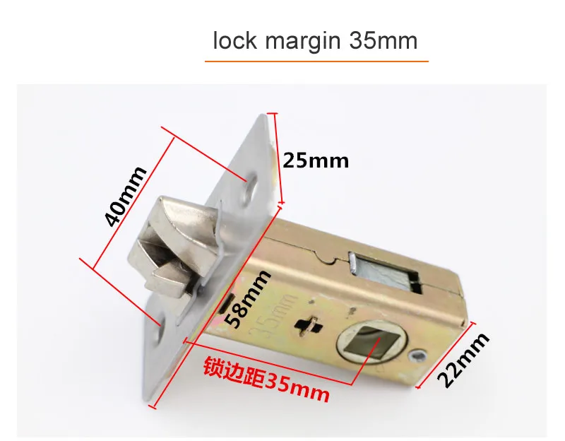 Room lock Single tongue lock body,margin 50mm ,Door lock repair parts, bathroon door Hardware