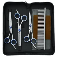  6.0" Purple Dragon Professional Pet Hair Scissors Japan Steel Dog Straight Curved Cutting Thinning Shears Hair Clippers B0002B