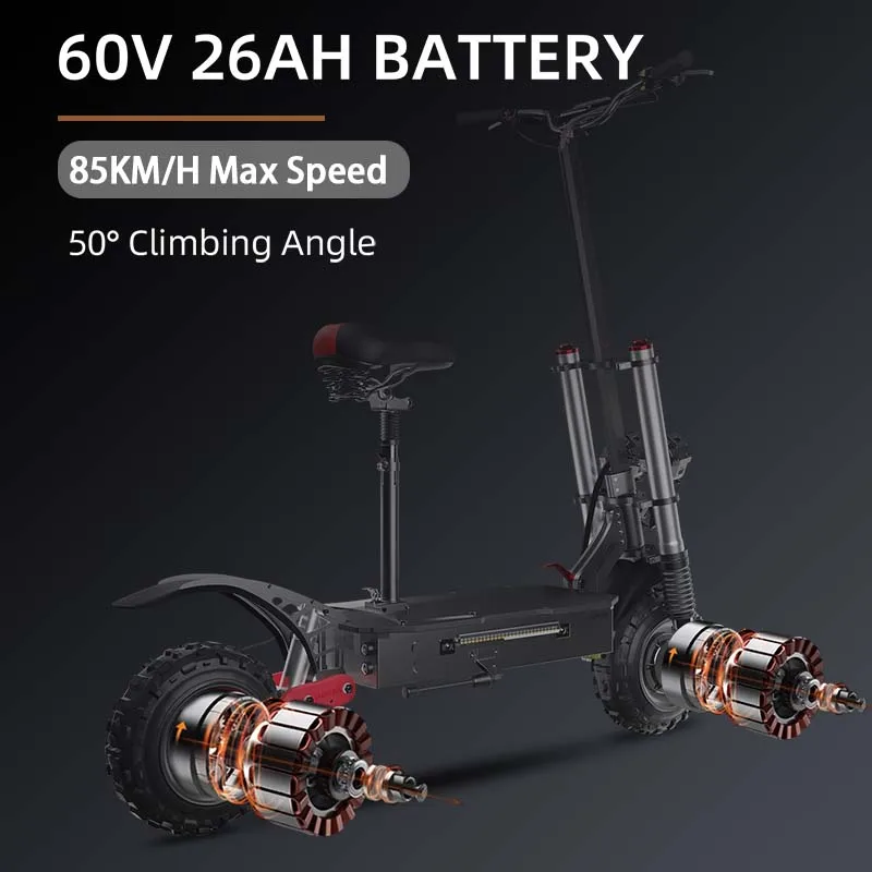 11'' Off-road Electric Scooter AJOOSOS X60 X500 X750 X700 Electric Scooters 100KM Range 85KM/H Max Speed Hydraulic Shock Absorbe